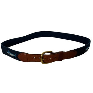Vintage Leather Man Ltd Essex CT Swordfish Belt Canvas Leather Brass Men's SZ 34